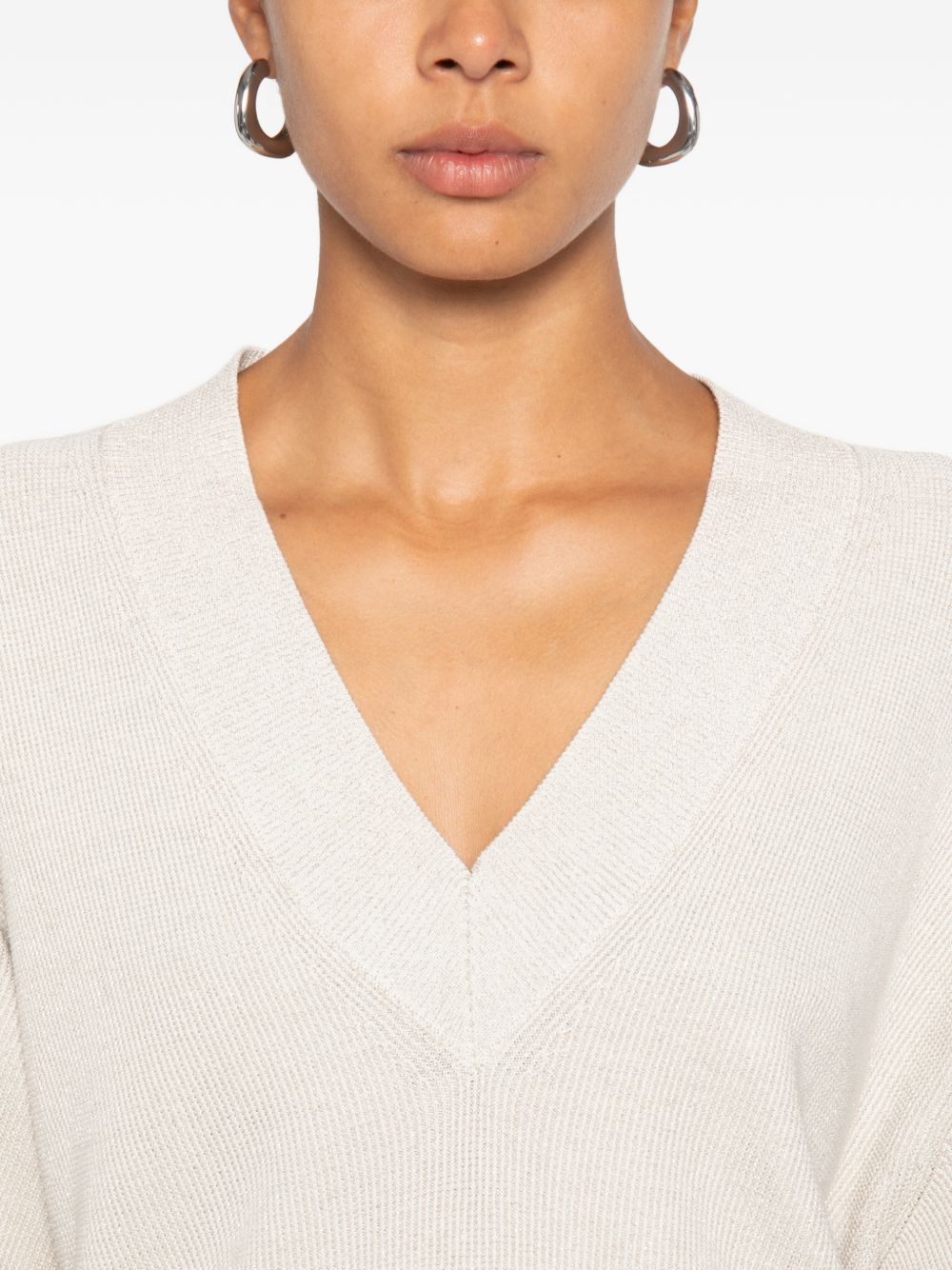 Brunello Cucinelli Women Cotton V-Necked Sweater
