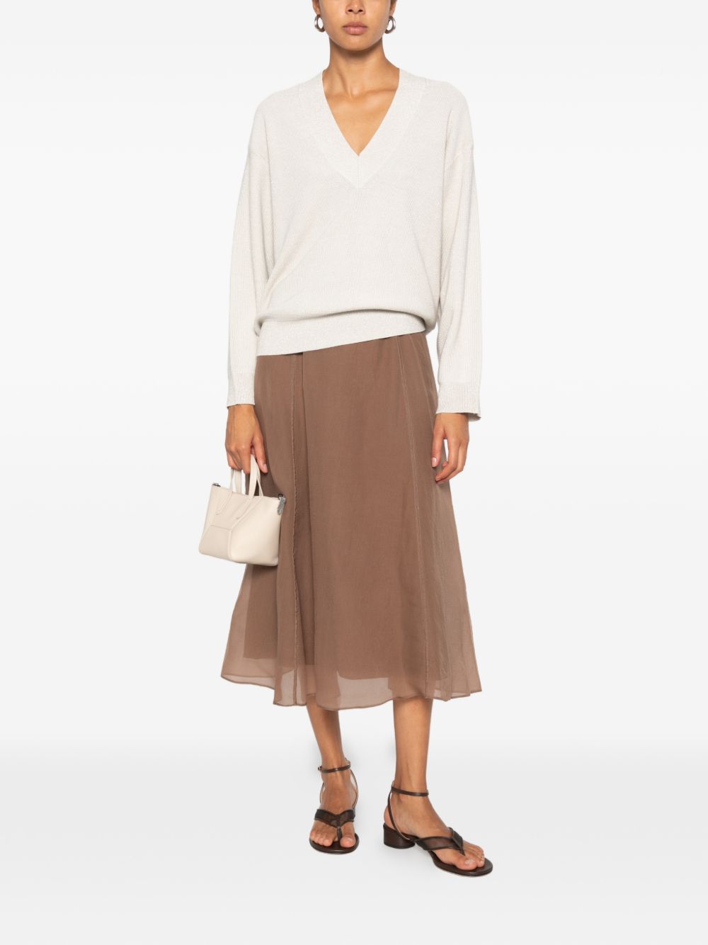 Brunello Cucinelli Women Cotton V-Necked Sweater