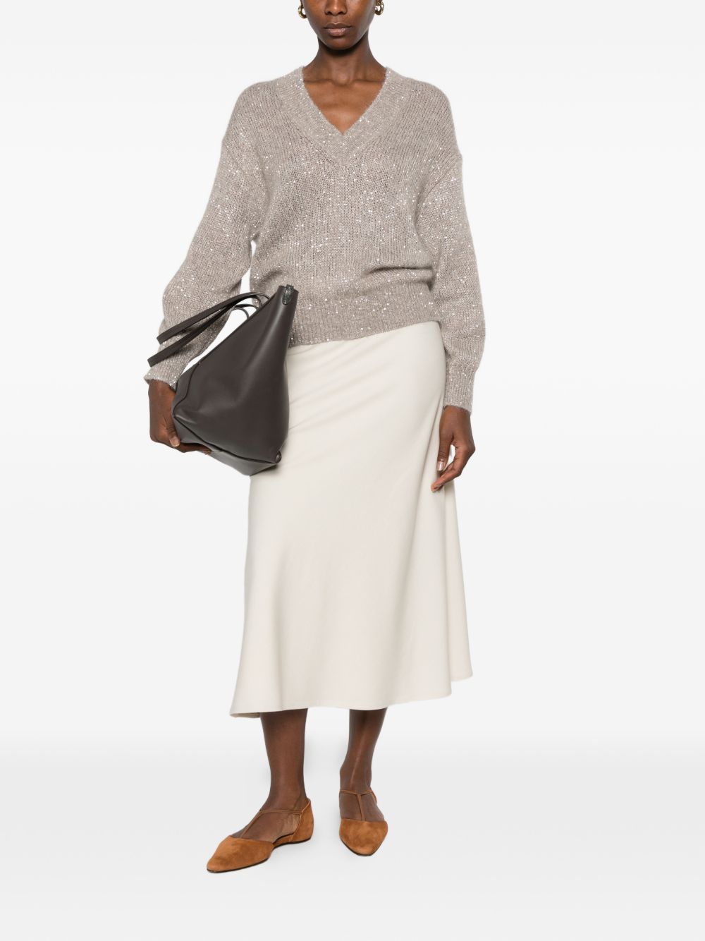 Brunello Cucinelli Women Wool Blend Midi Skirt