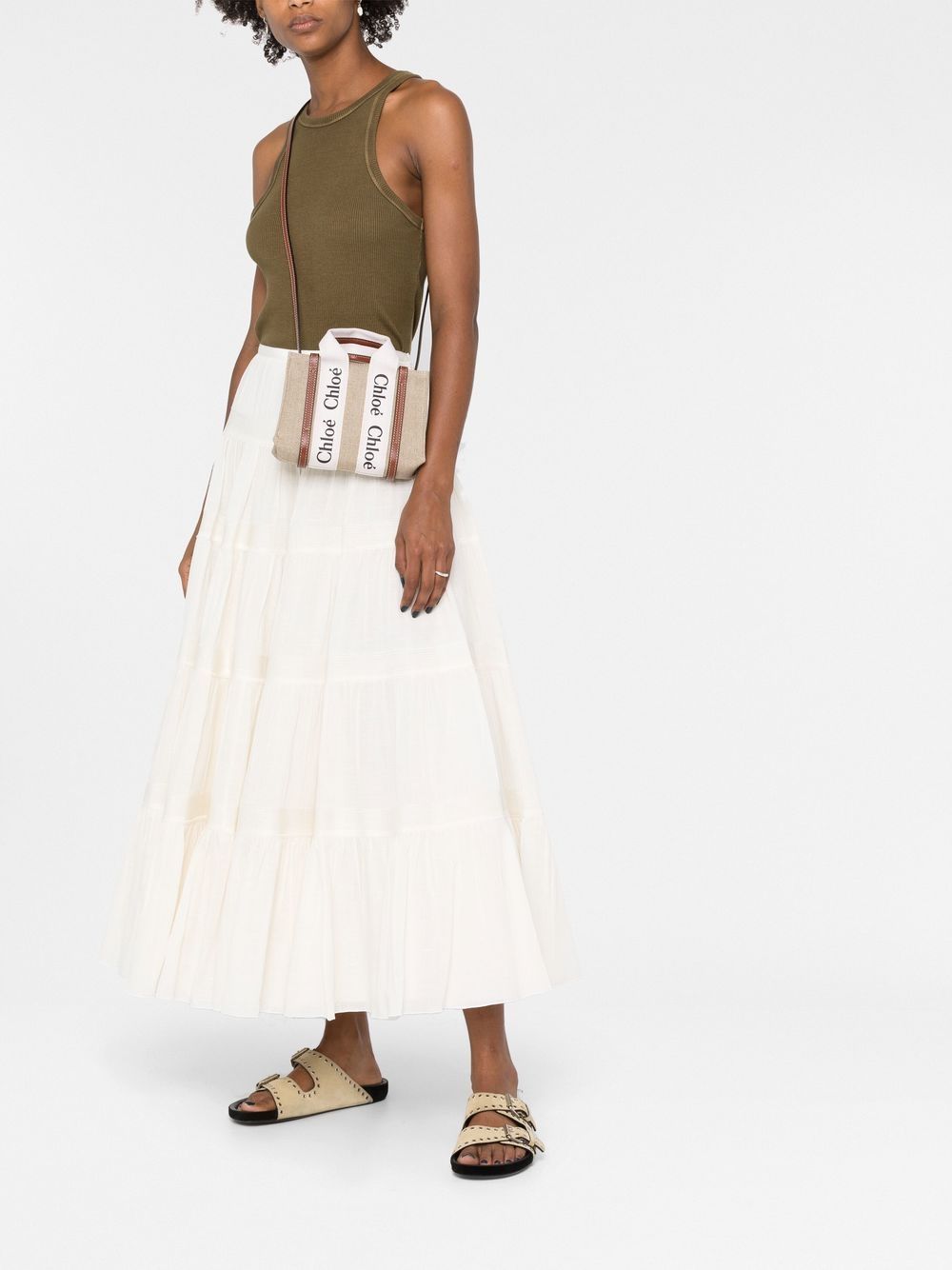 Chloé Women Woody Mini Linen Tote