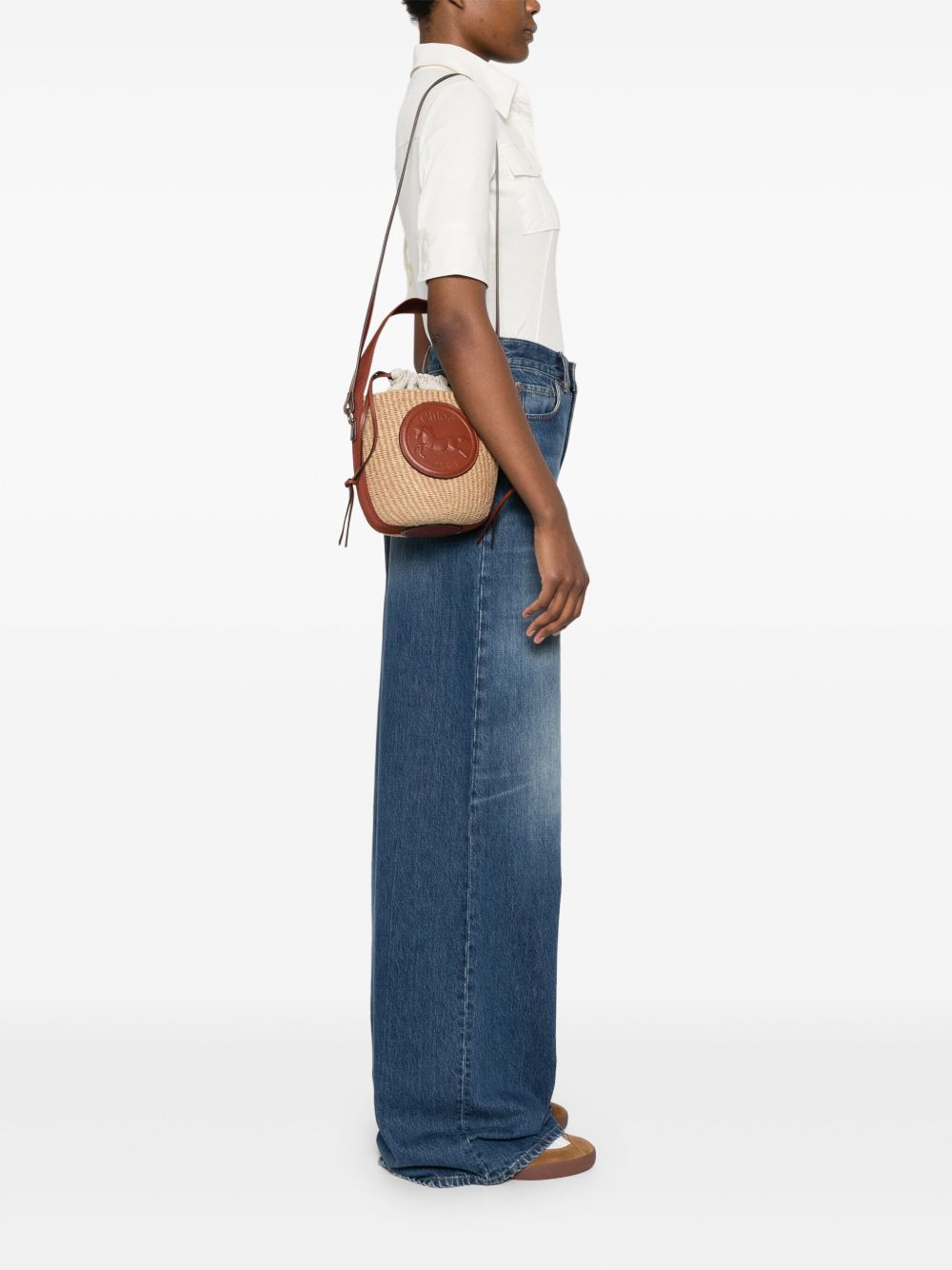 Chloé Women Rafia And Leather Bucket Bag