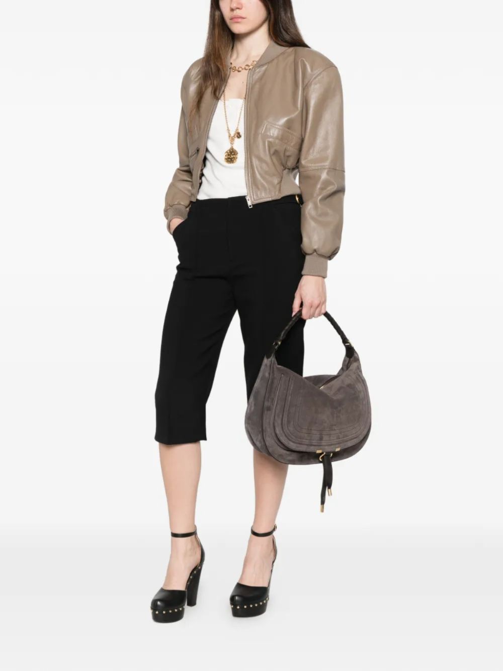 Chloé Women Marcie Suede Leather Hobo Bag