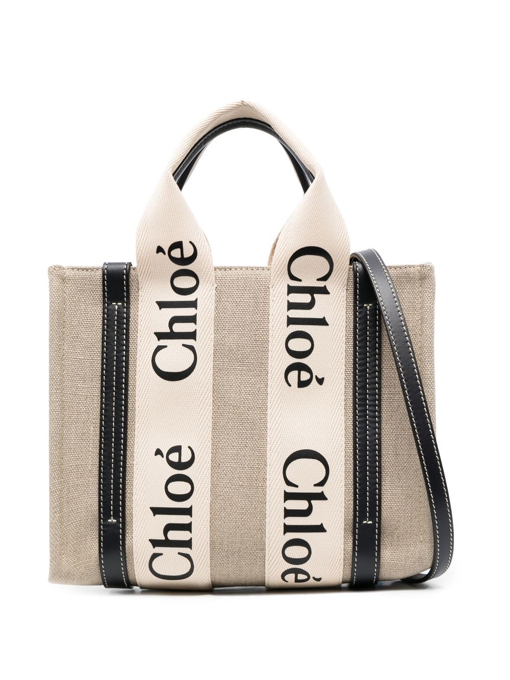 Chloé Women Woody Small Linen Tote Bag