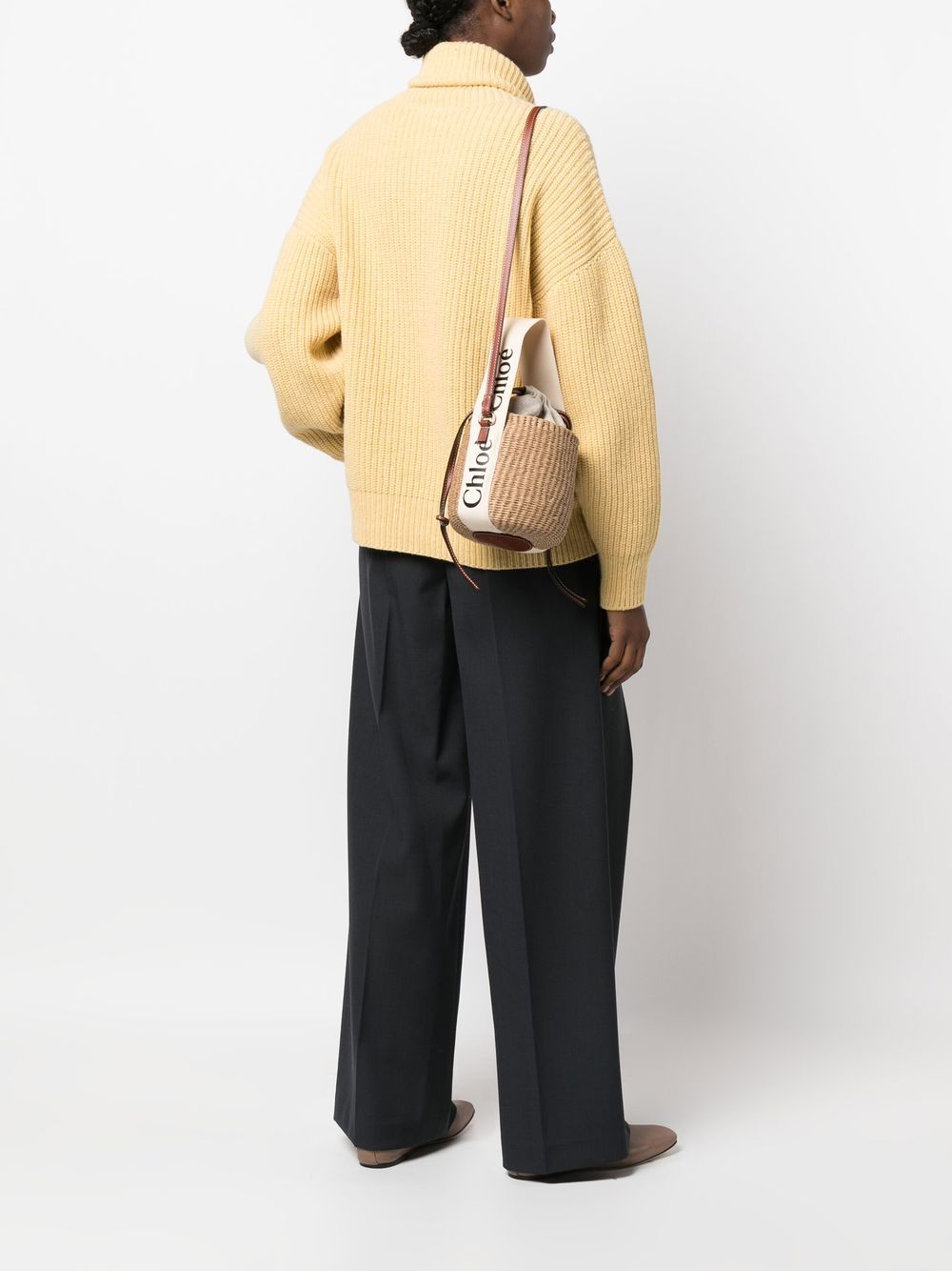 Chloé Women Wwoody Small Straw Bucket Bag