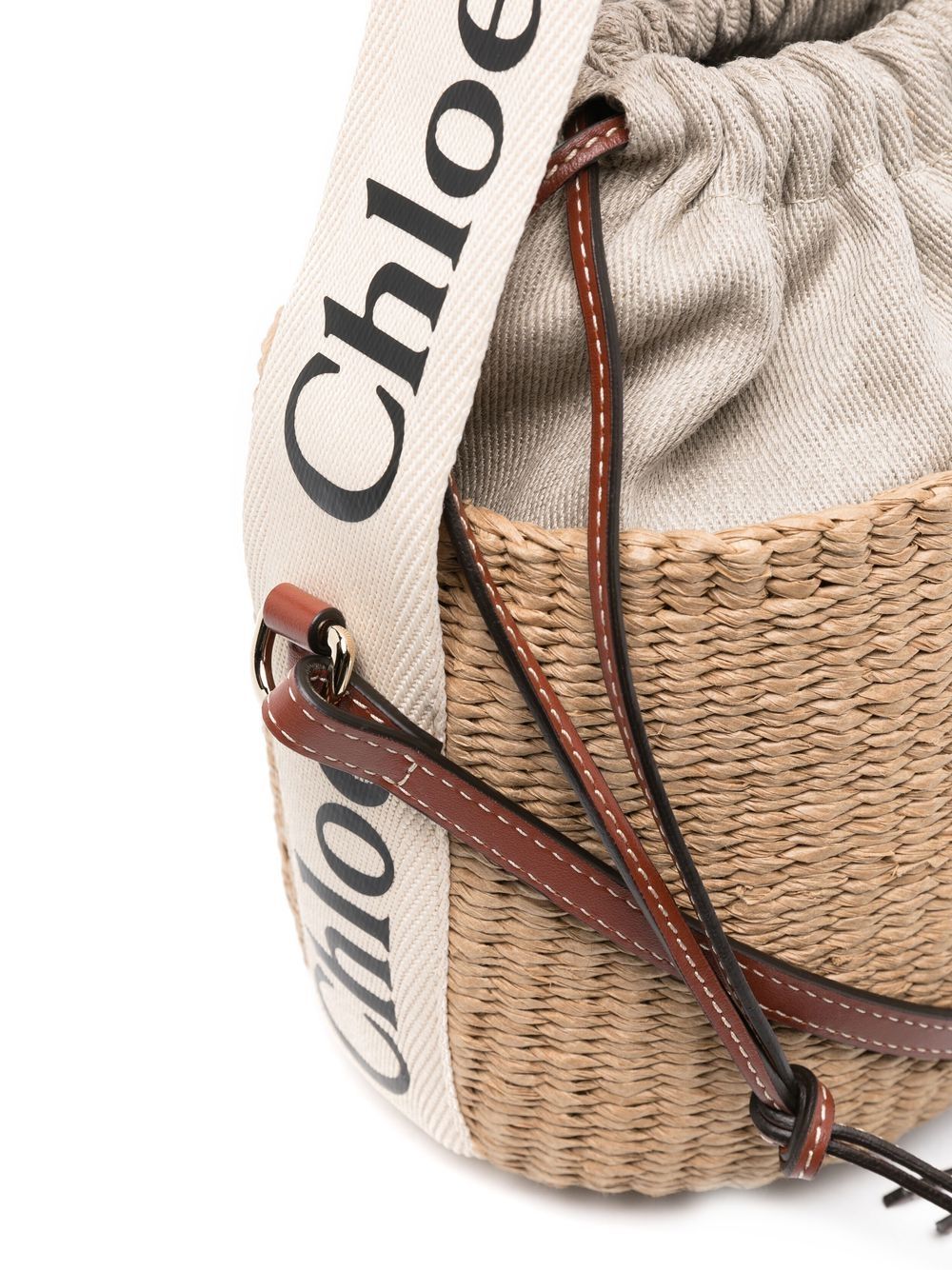 Chloé Women Wwoody Small Straw Bucket Bag