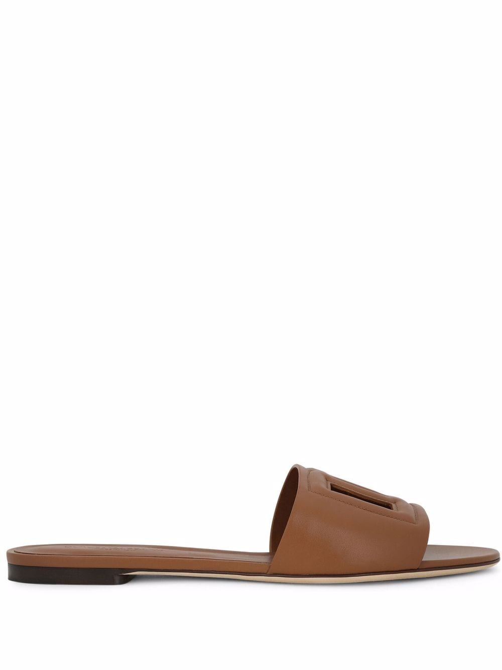 Dolce & Gabbana Women Dg Logo Leather Flat Sandals