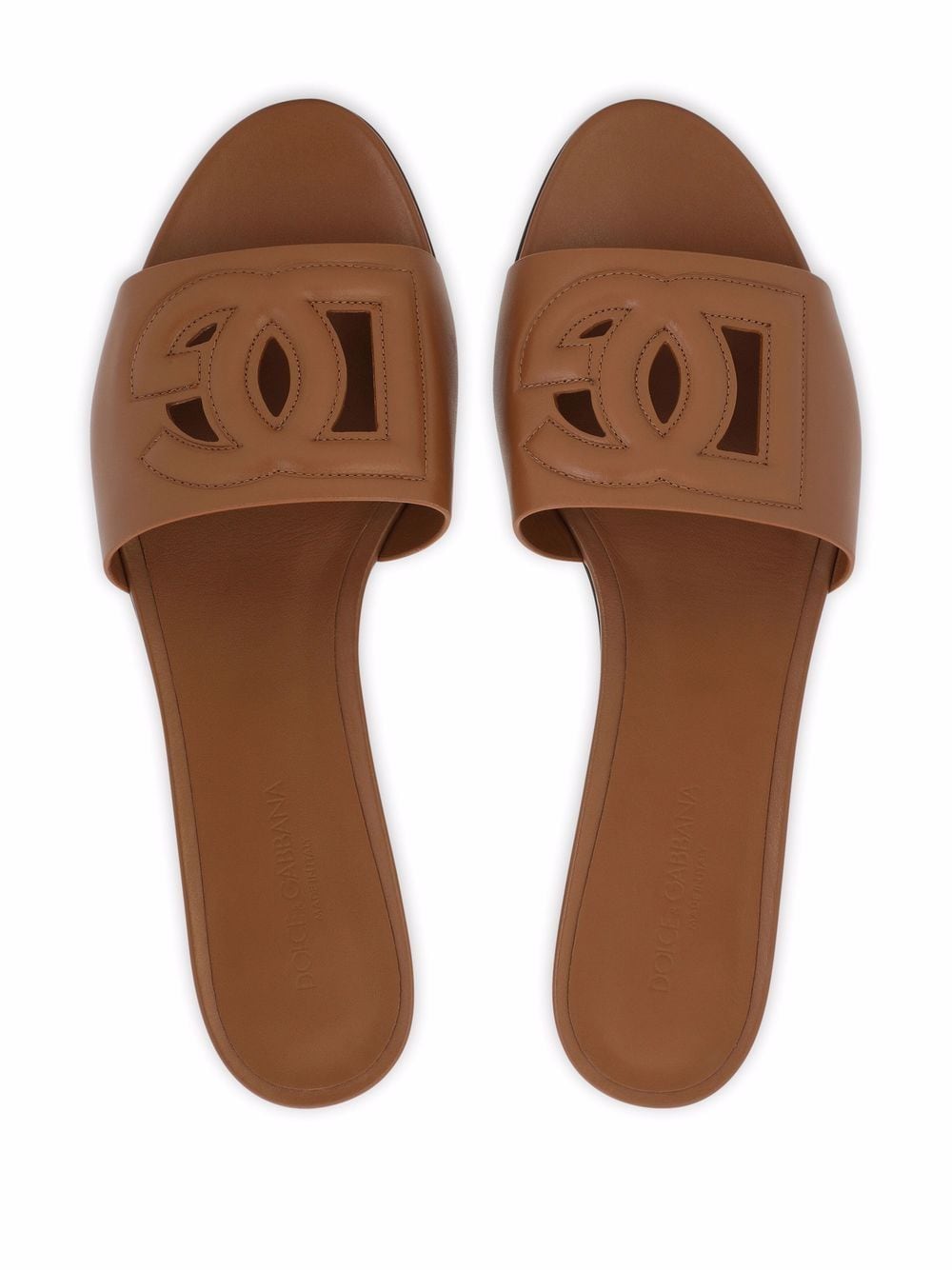 Dolce & Gabbana Women Dg Logo Leather Flat Sandals