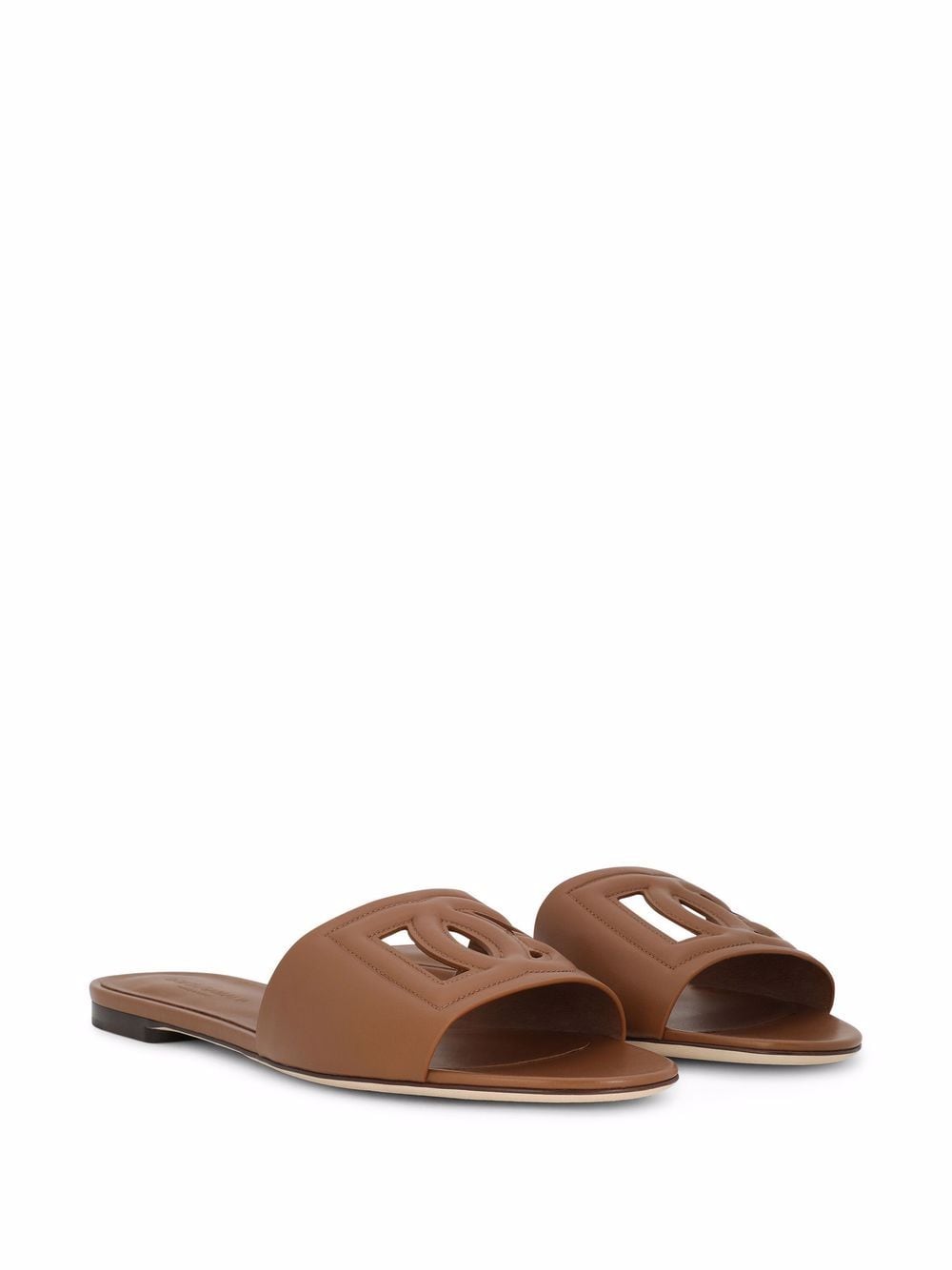 Dolce & Gabbana Women Dg Logo Leather Flat Sandals