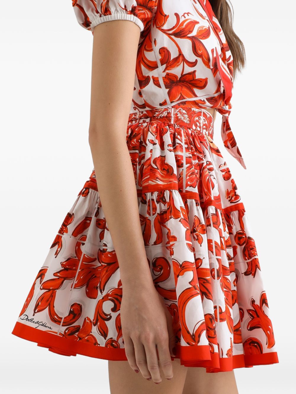 Dolce & Gabbana Women Maiolica Print Cotton Skirt