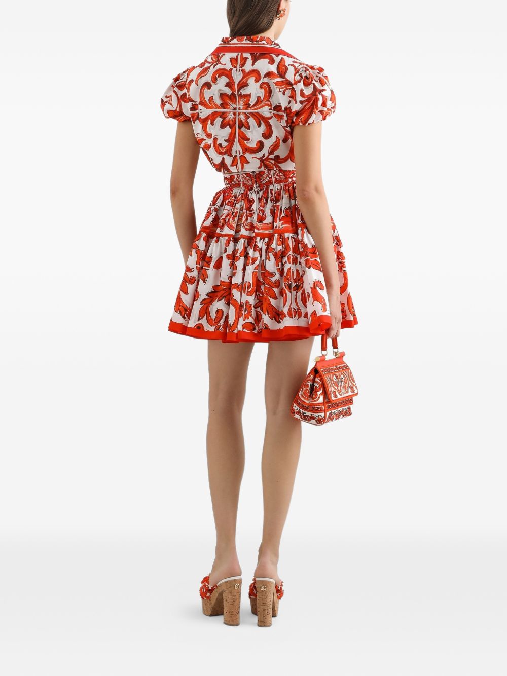 Dolce & Gabbana Women Maiolica Print Cotton Skirt