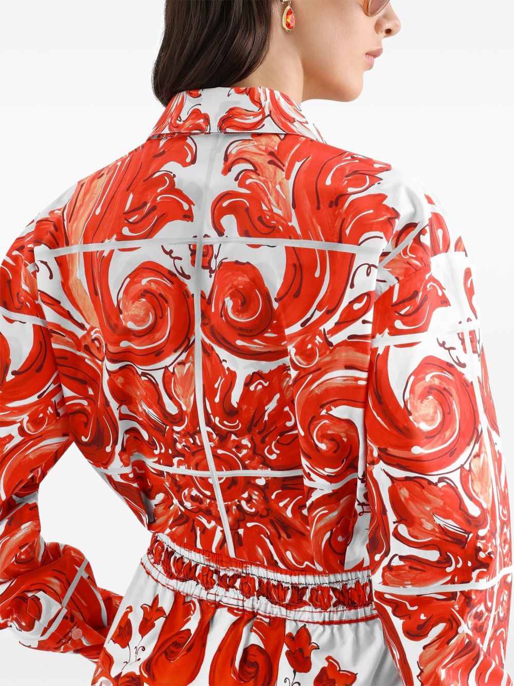 Dolce & Gabbana Women Maiolica Print Cotton Shirt