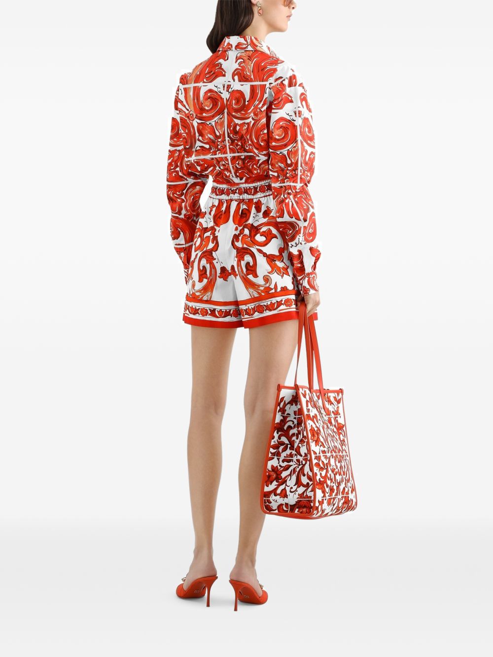 Dolce & Gabbana Women Maiolica Print Cotton Shirt