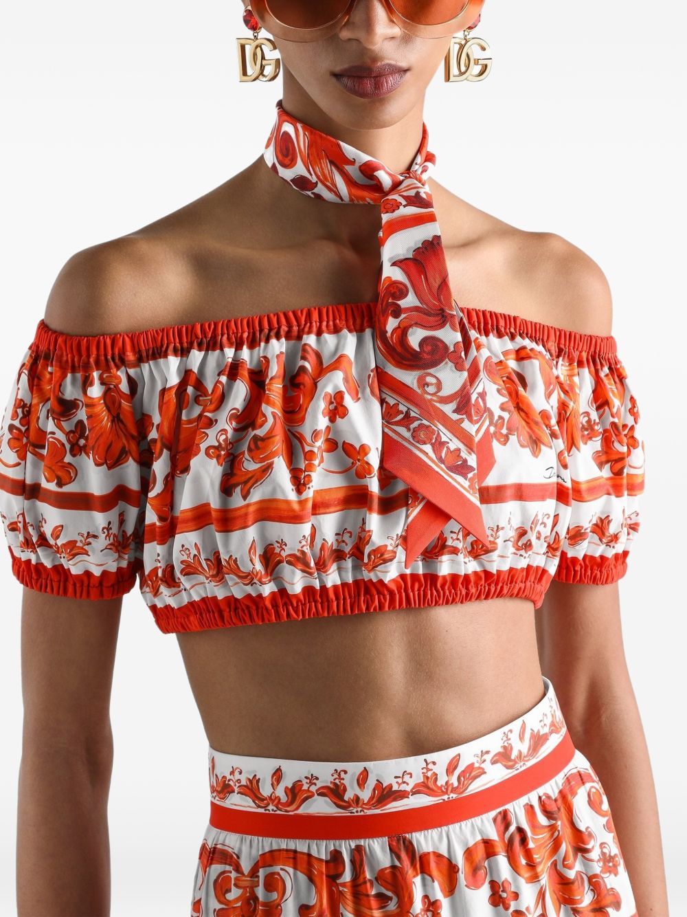 Dolce & Gabbana Women Maiolica Print Cotton Top