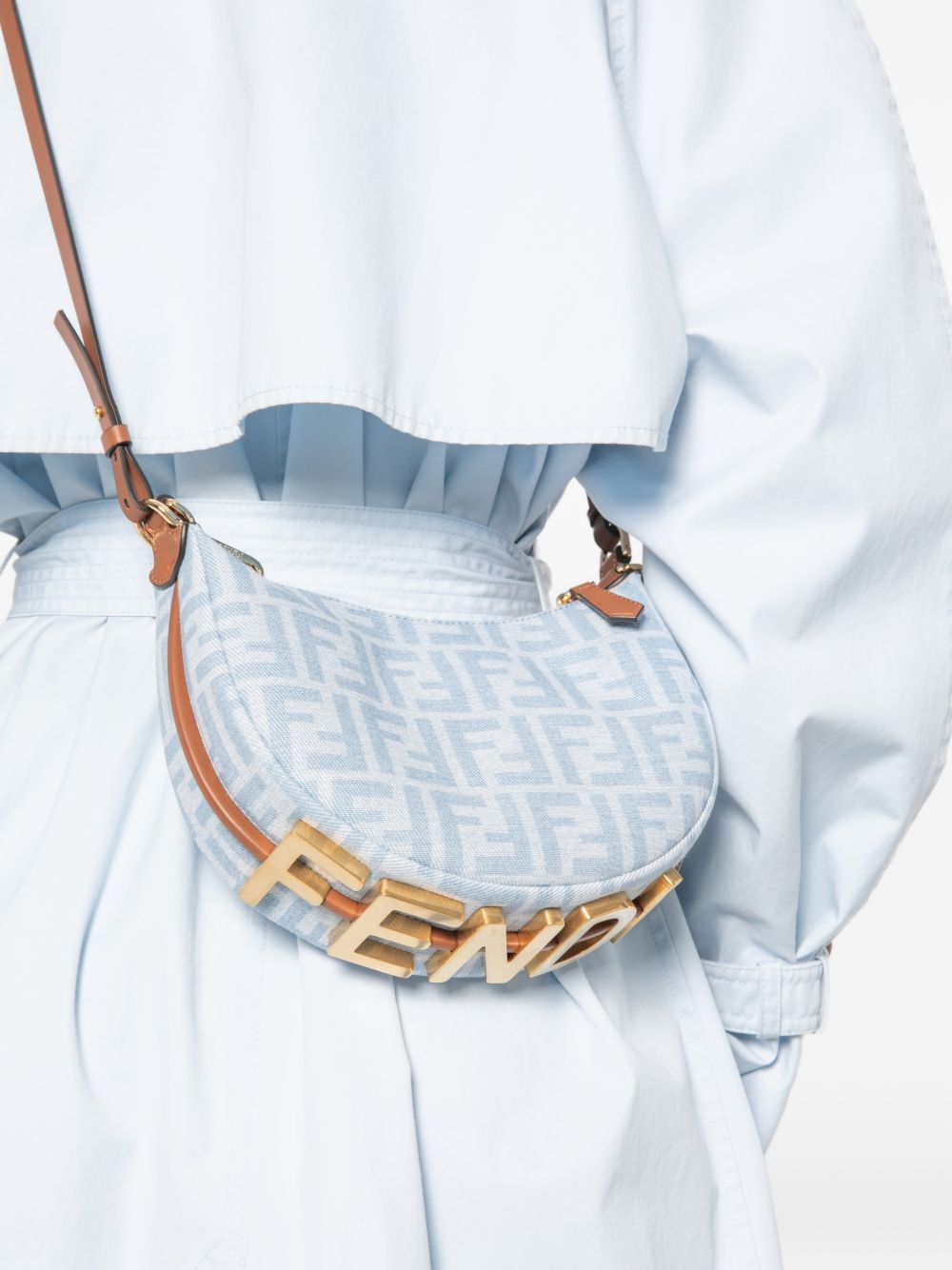 Fendi Women Fendigraphy Mini Denim Handbag