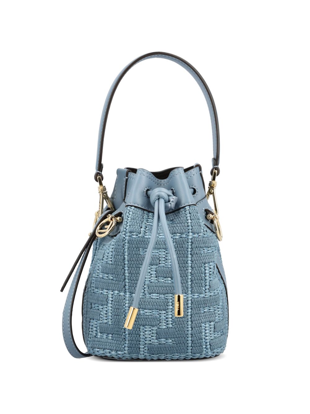 Fendi Women Mon Tresor Mini Straw Bucket Bag