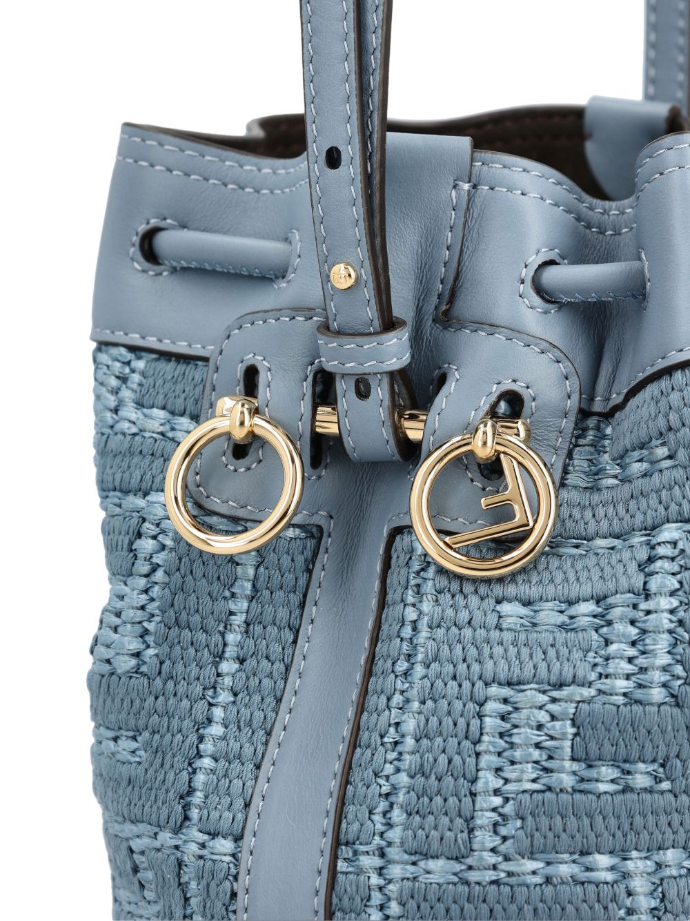 Fendi Women Mon Tresor Mini Straw Bucket Bag
