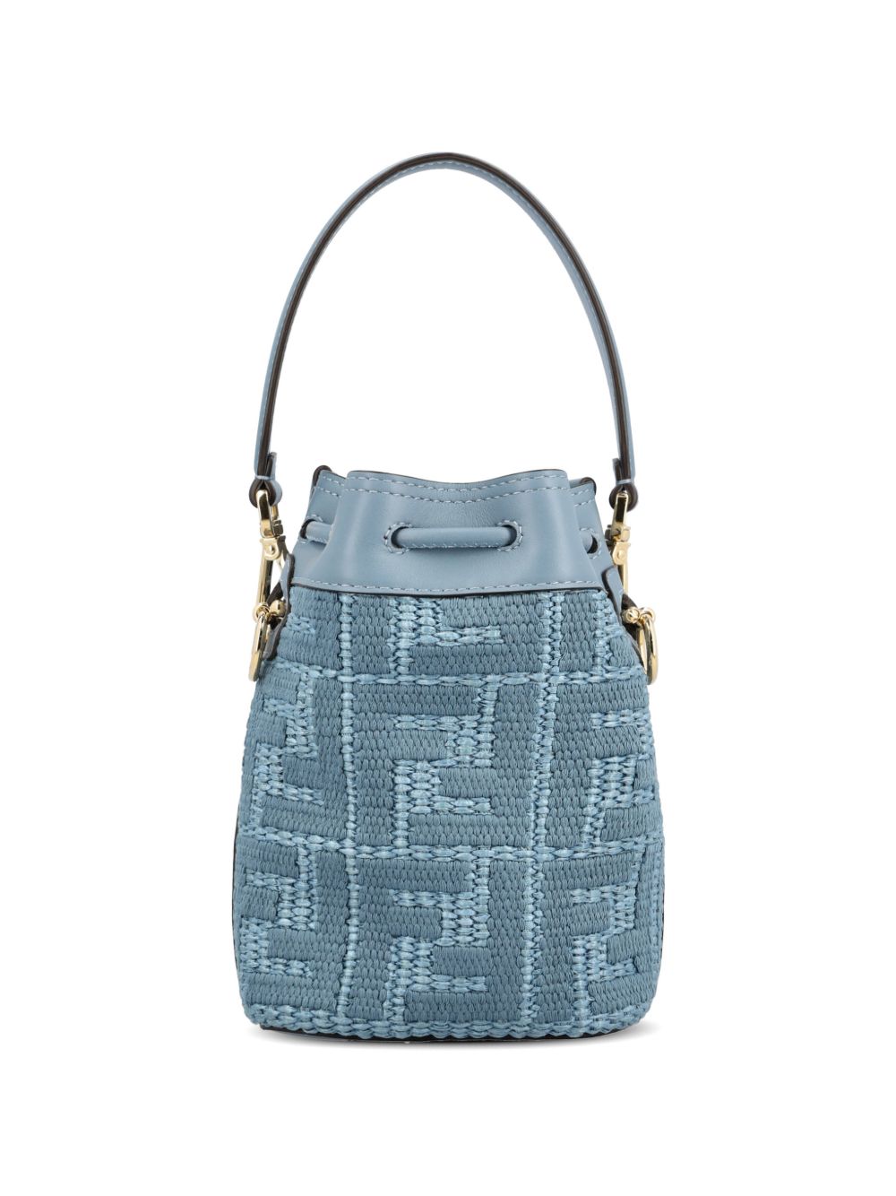 Fendi Women Mon Tresor Mini Straw Bucket Bag