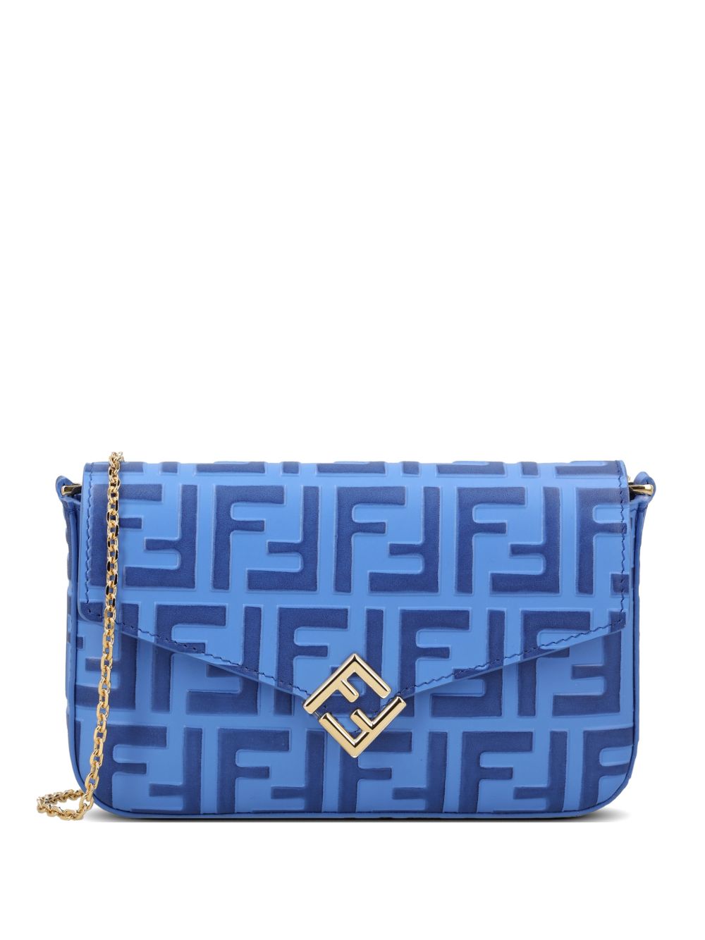 Fendi Women Ff Diamonds Leather Wallet On Chain