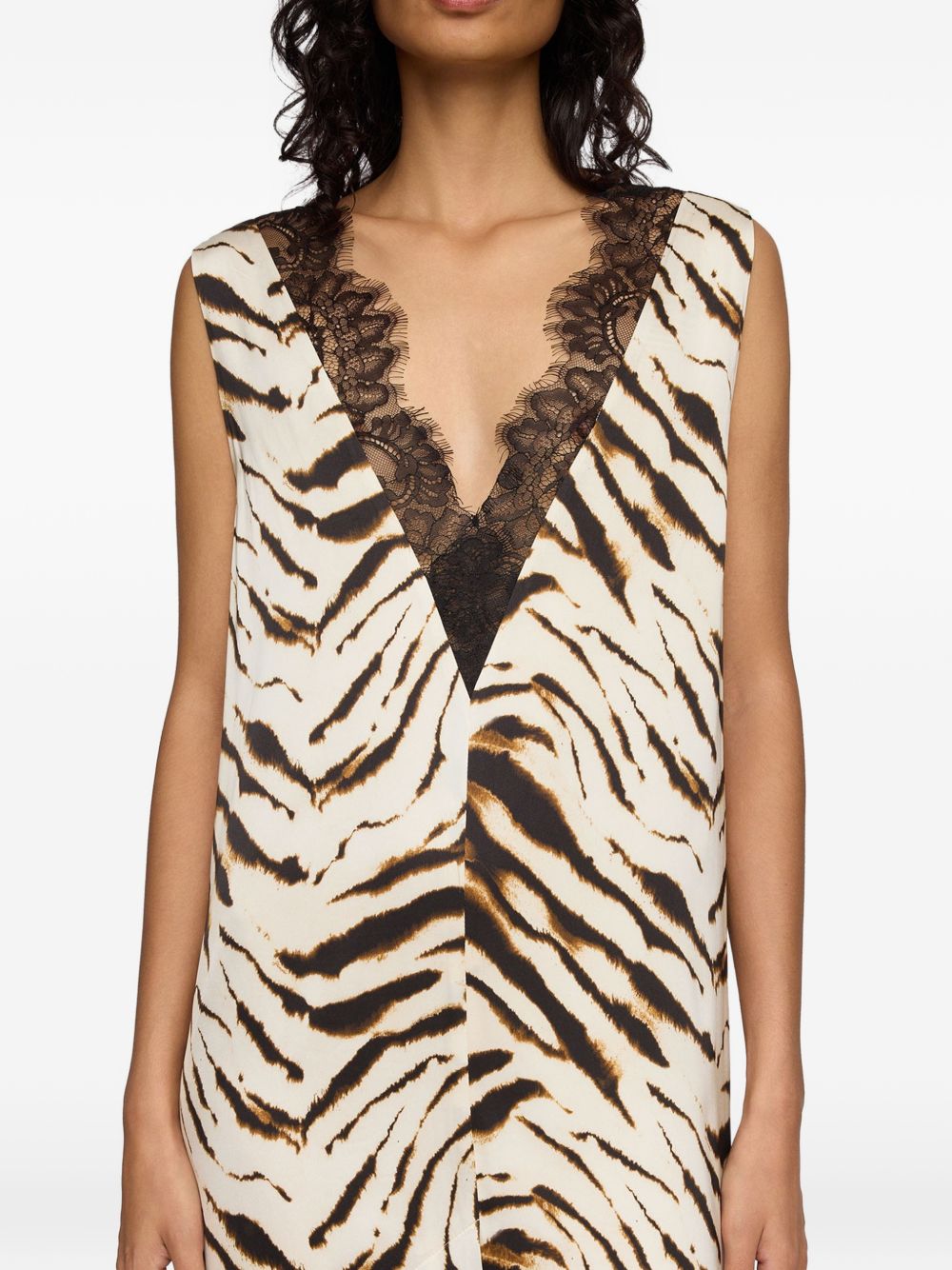 Ganni Women Zebra Print Midi Dress