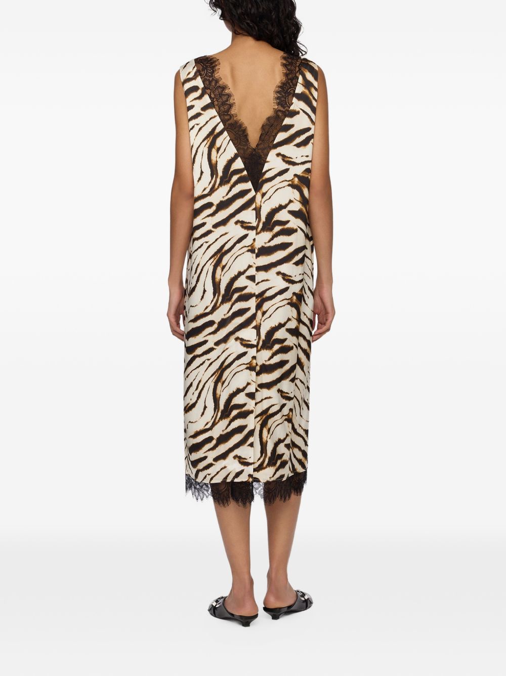 Ganni Women Zebra Print Midi Dress