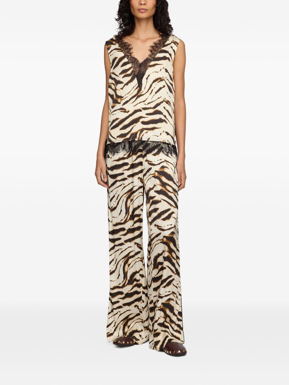 Ganni Women Zevra Print V-Necked Top