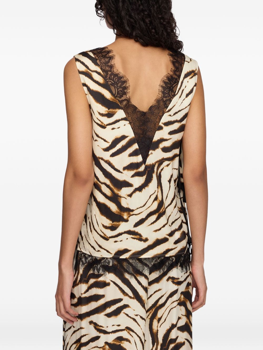 Ganni Women Zevra Print V-Necked Top