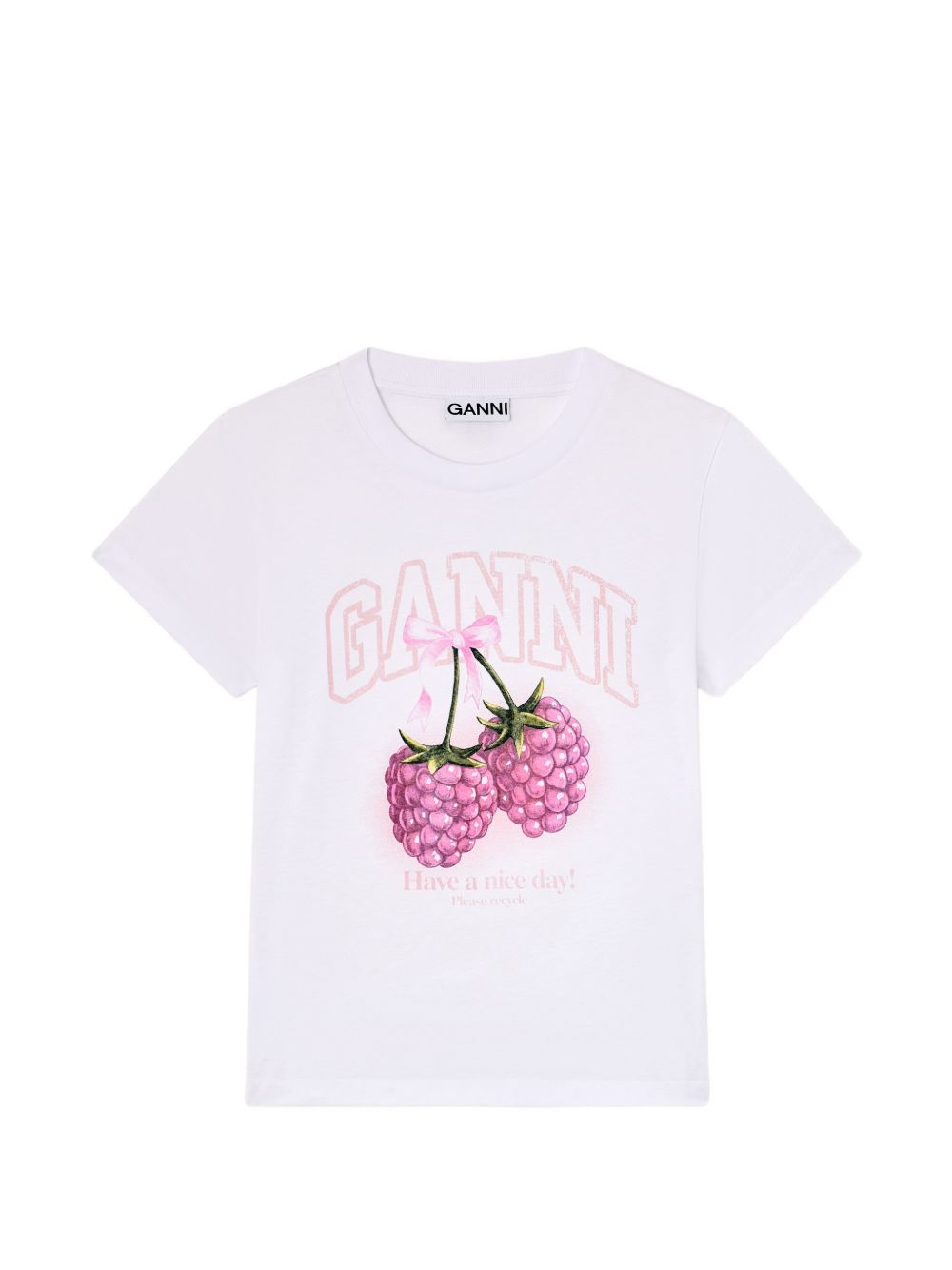Ganni Women Raspberry Cotton T-Shirt