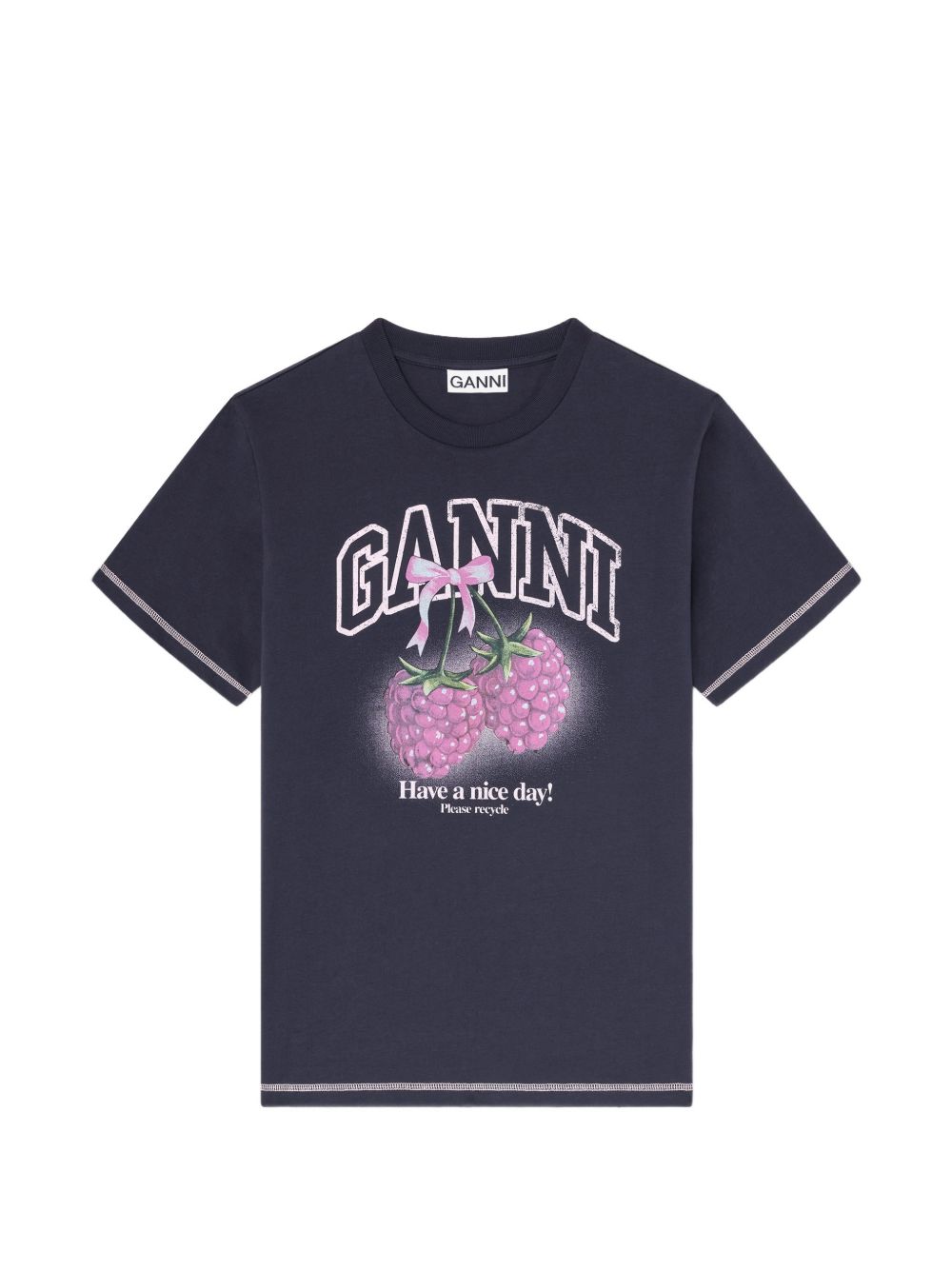 Ganni Women Raspberry Cotton T-Shirt