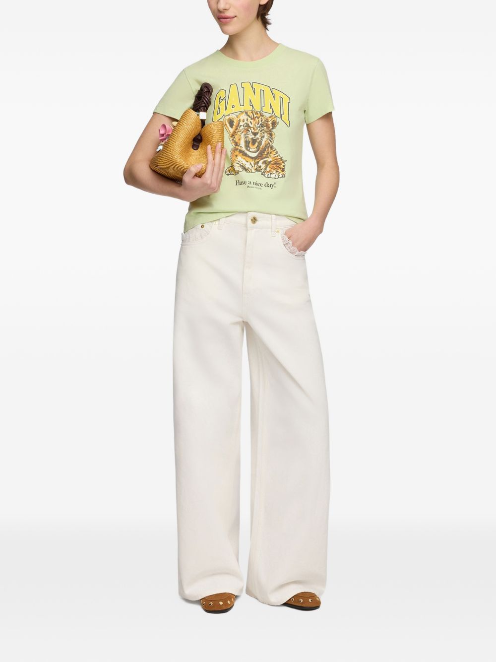Ganni Women Printed Cotton T-Shirt