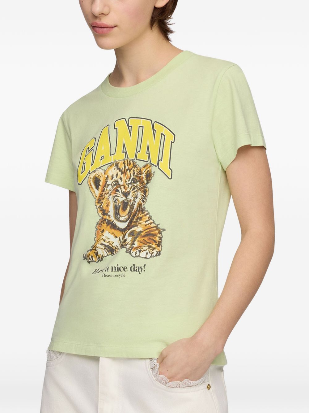 Ganni Women Printed Cotton T-Shirt