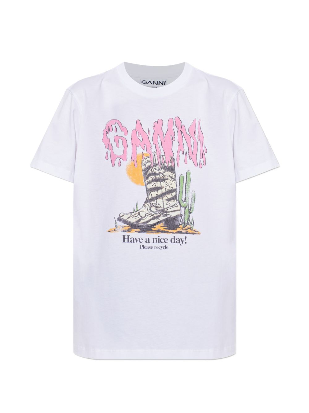 Ganni Women Printed Cotton T-Shirt