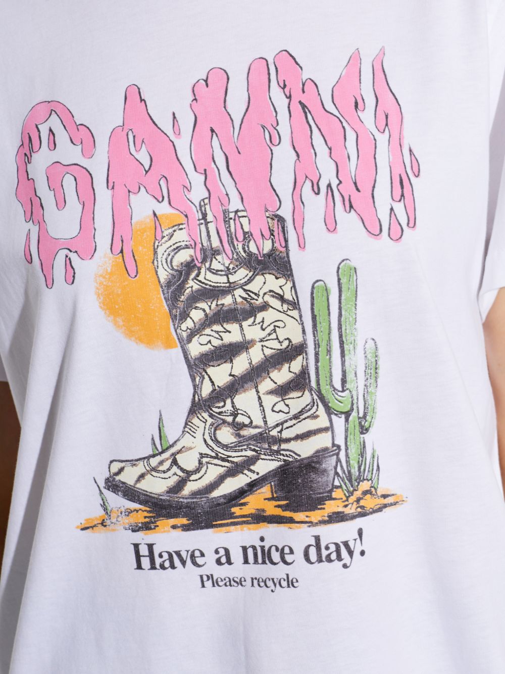 Ganni Women Printed Cotton T-Shirt
