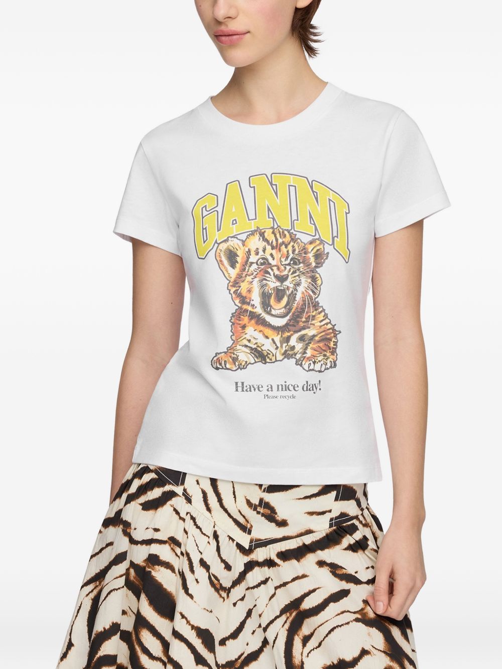 Ganni Women Printed Cotton T-Shirt