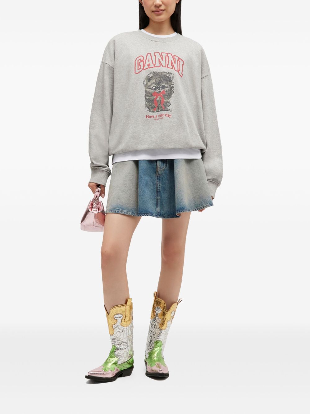 Ganni Women Margot Kitty Organic Cotton Sweatshirt