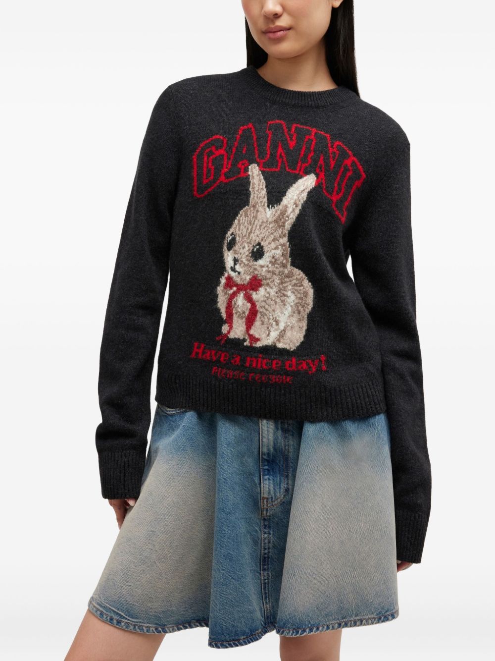 Ganni Women Wool Crewneck Sweater