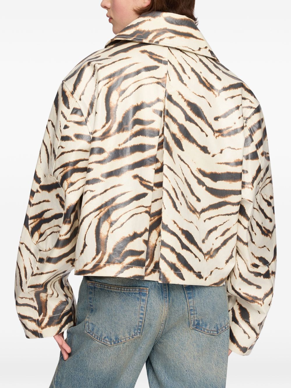 Ganni Women Zebra Print Cotton Blend Jacket