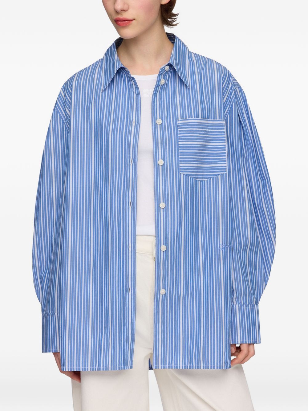 Ganni Women Striped Organic Cotton Shirt