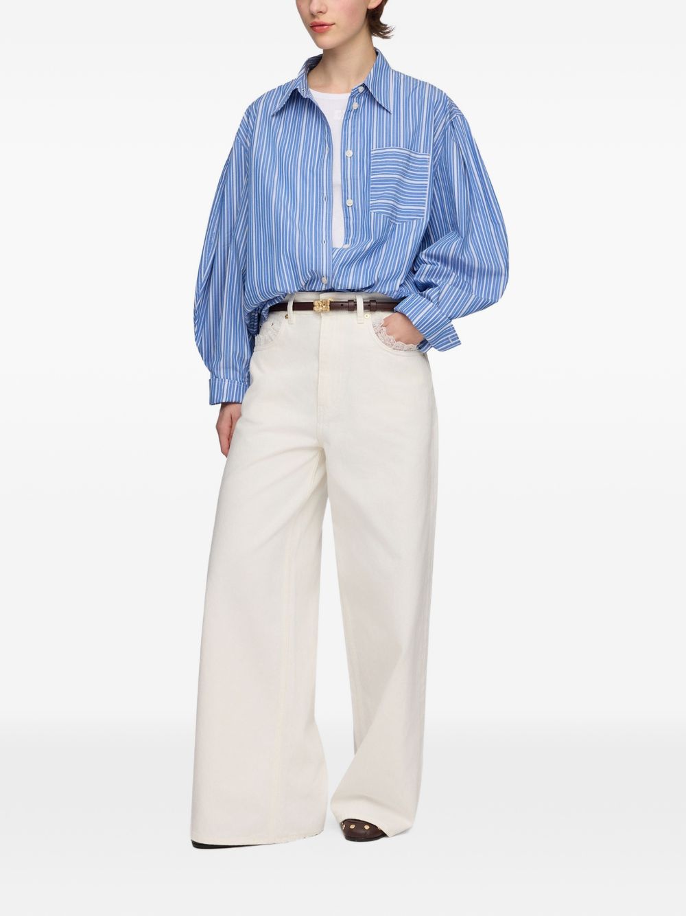 Ganni Women Striped Organic Cotton Shirt
