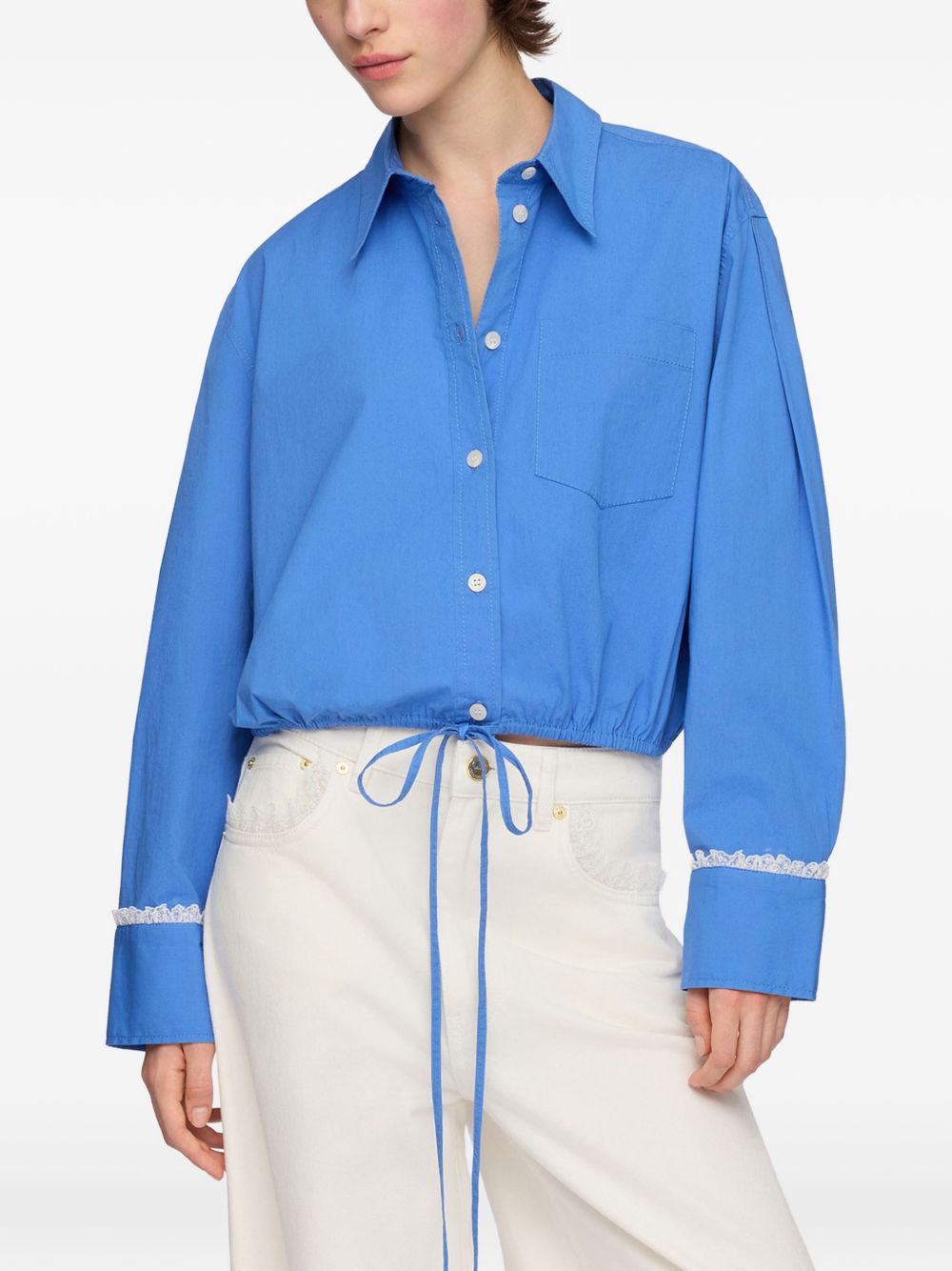 Ganni Women Organic Cotton Cropped Shirt