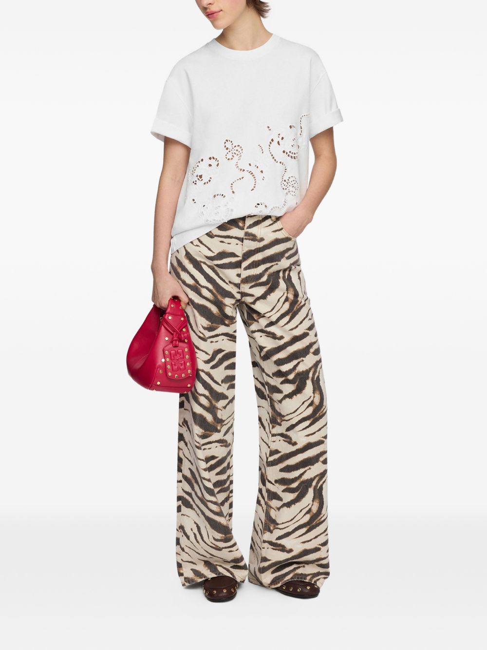 Ganni Women Zebra Print Denim Jeans