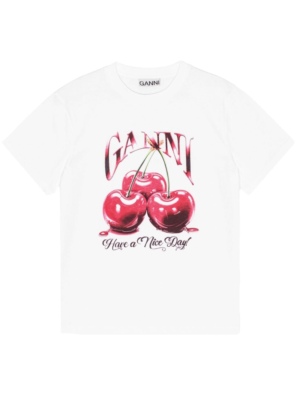 Ganni Women Printed Cotton T-Shirt