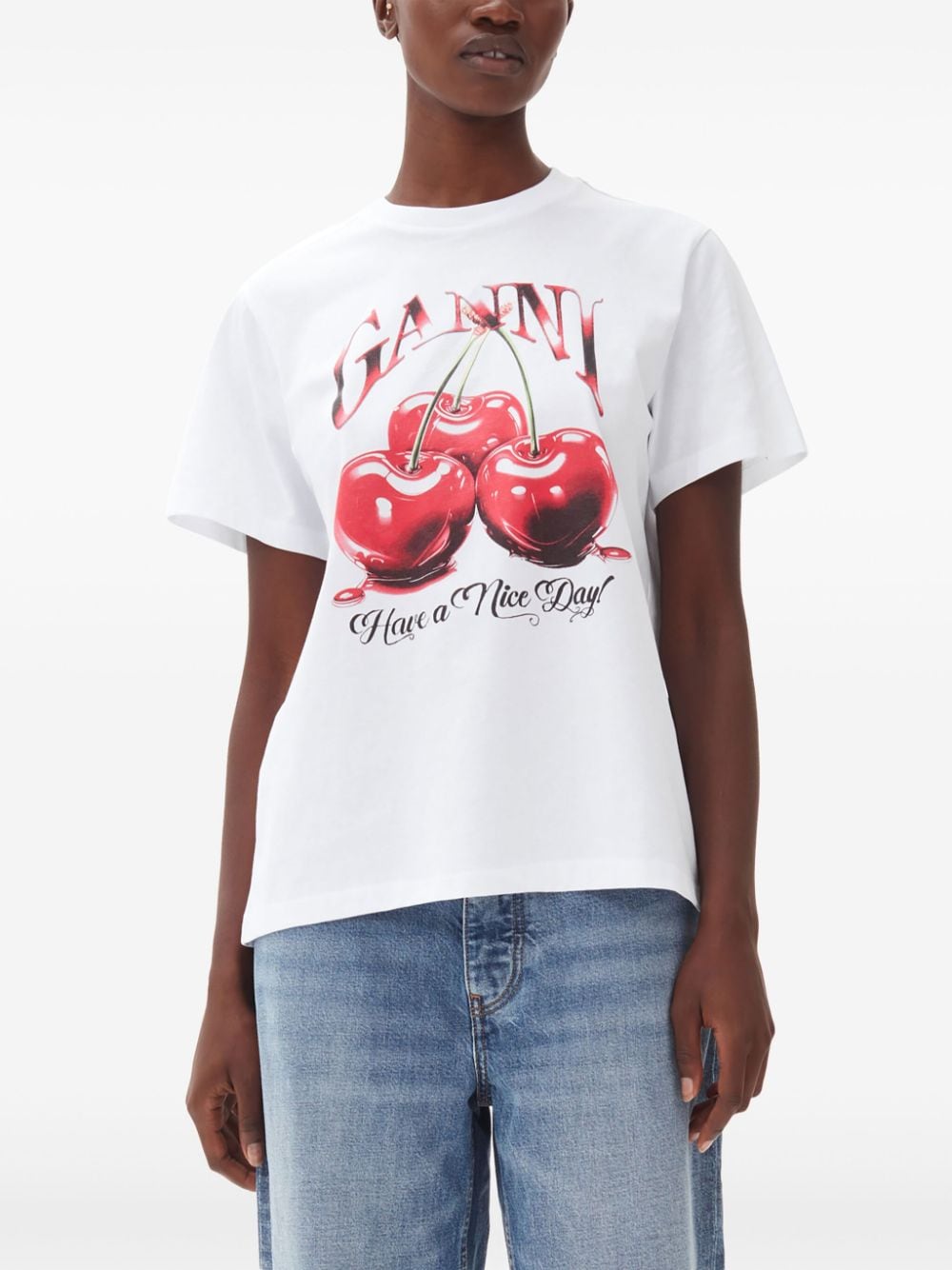 Ganni Women Printed Cotton T-Shirt