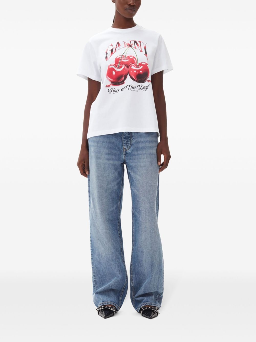 Ganni Women Printed Cotton T-Shirt