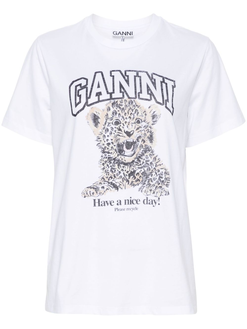 Ganni Women Printed Cotton T-Shirt