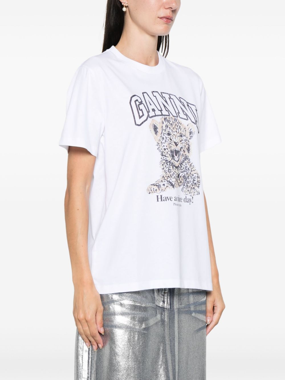 Ganni Women Printed Cotton T-Shirt