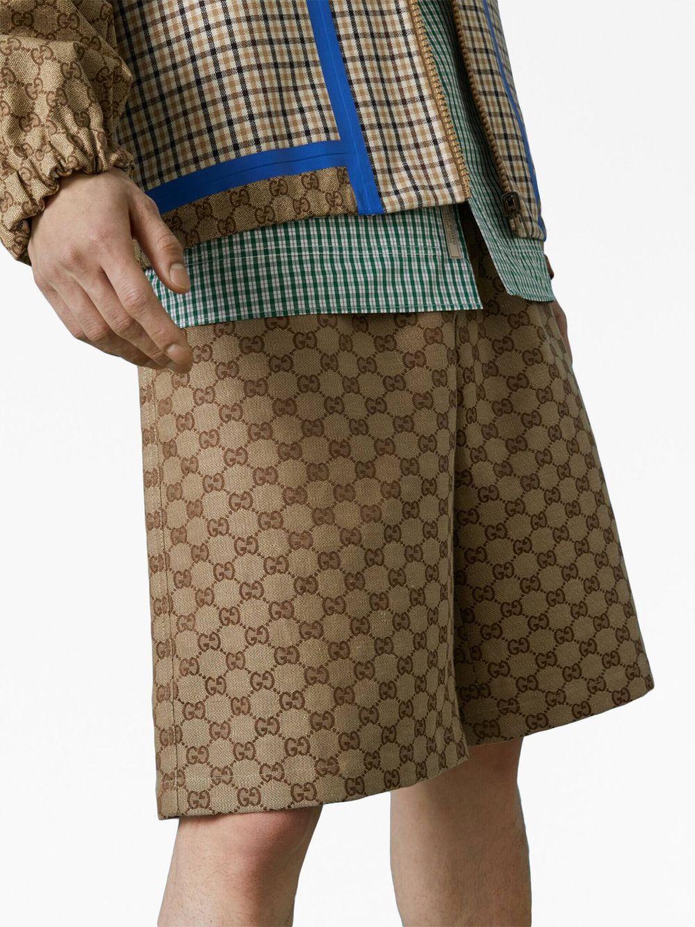 Gucci Men Gg Supreme Linen Shorts