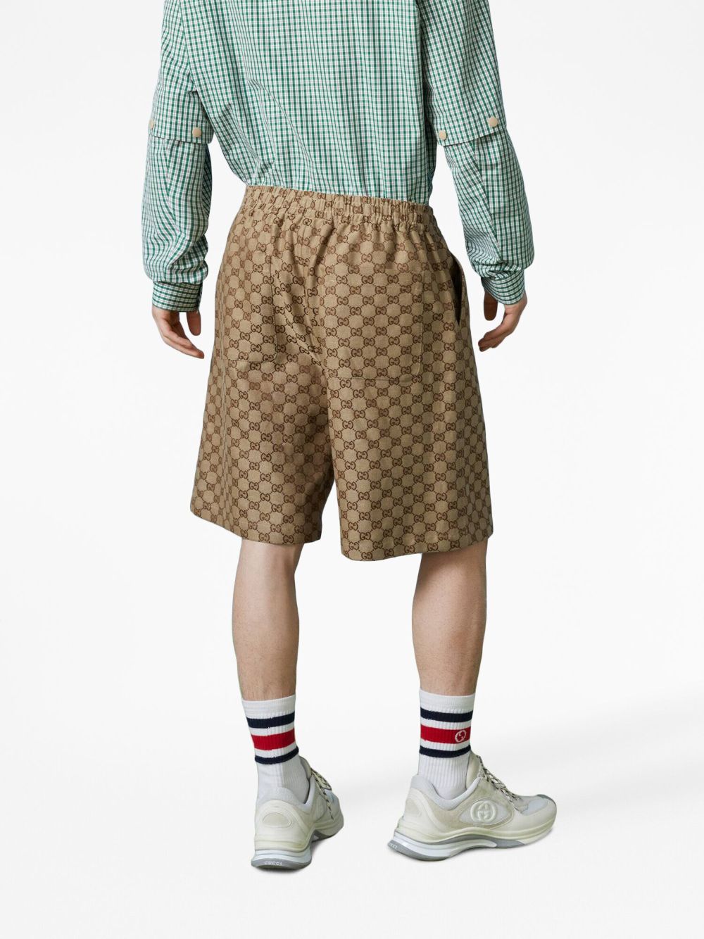 Gucci Men Gg Supreme Linen Shorts