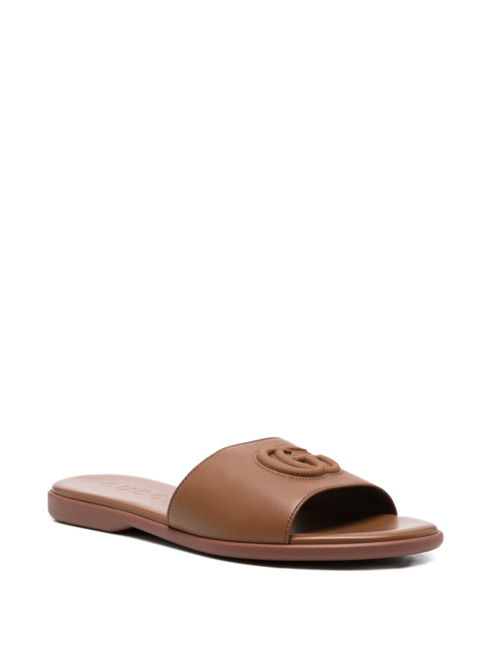Gucci Women Double G Leather Falt Sandals