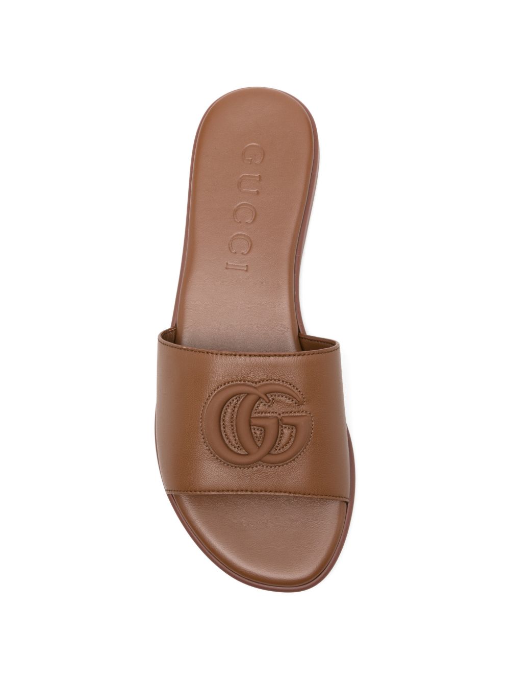 Gucci Women Double G Leather Falt Sandals