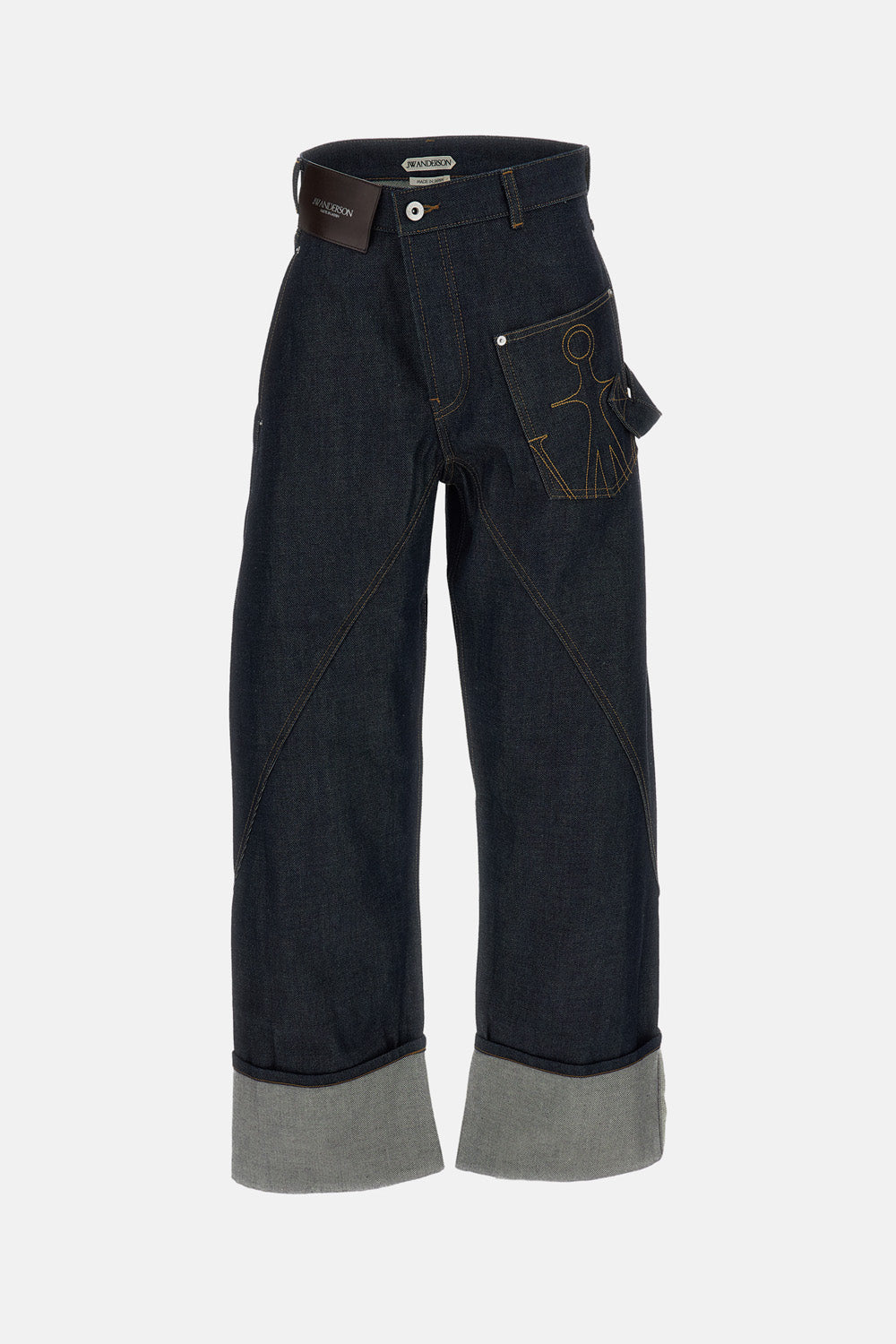 Jw Anderson Women Twisted Turn Up Workwear Denim Jeans